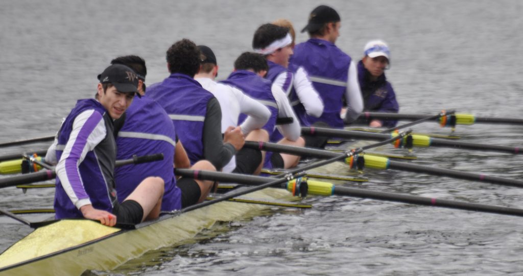 Men’s crew placed second at its first meet of the fall season, with the 1V boat taking silver at the Head of the Snake Regatta. Photo Courtesy of Sports Information.