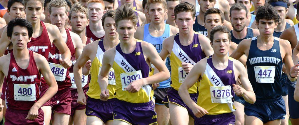 Men’s cross country runners Aidan Ryan ’21 and Ryan Cox ’20 (left to right) placed fifth and sixth, respectively, at NCAA New England. Photo courtesy of Sports Information.