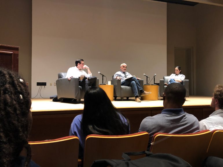 Last Wednesday, Nico Perino, Steven Gerrard and Luana Maroja responded to student questions surrounding their positions on free speech at the College. ARRINGTON LUCK/NEWS EDITOR