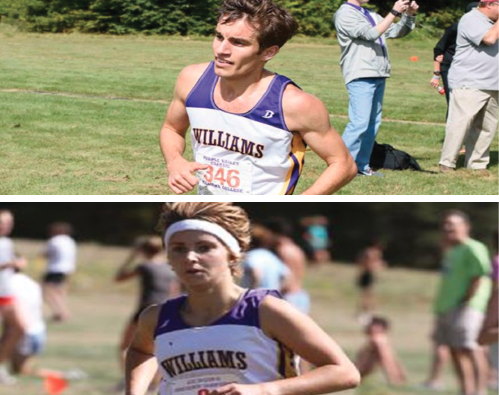 Bijan Mazaheri ’16 (top) finished at 2:15:26, and Annie Dear ’13 (bottom) finished at 2:41:52. (Photo Courtesy of Sports Information.)