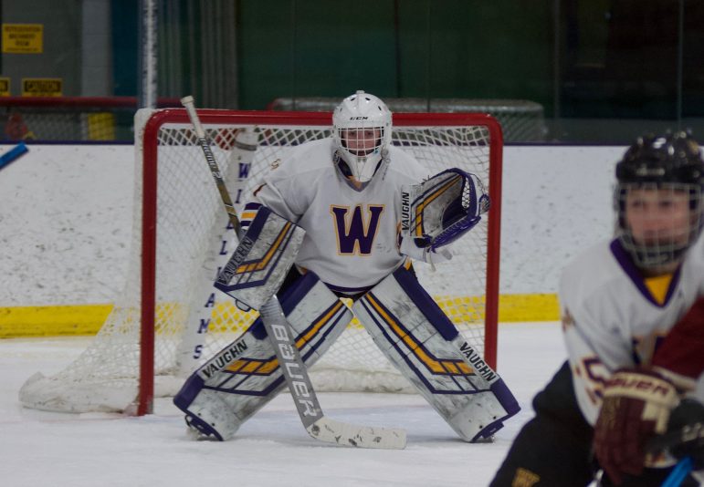 Returning women’s ice hockey goalie Chloe Heitling ’22 had 532 saves in her 24 games played last season. (Photo courtesy of Sports Information.)