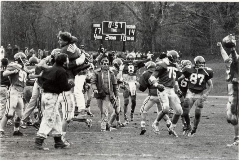 Football finished 1989 with a perfect 8–0 record after a 17-14 homecoming victory over Amherst. (Bill Tague/The Berkshire Eagle.)