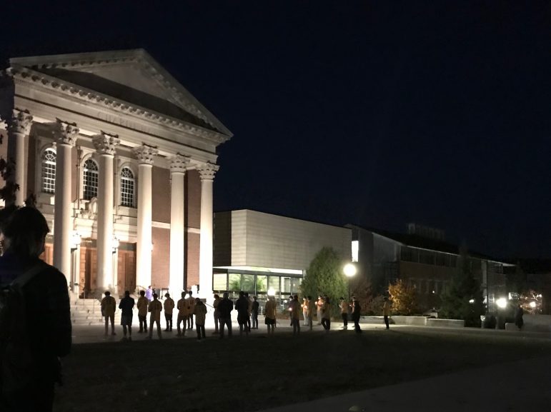 On-campus students, faculty and staff came together to honor Ronningen in a memorial service on Paresky lawn. (Rebecca Tauber/The Williams Record.)