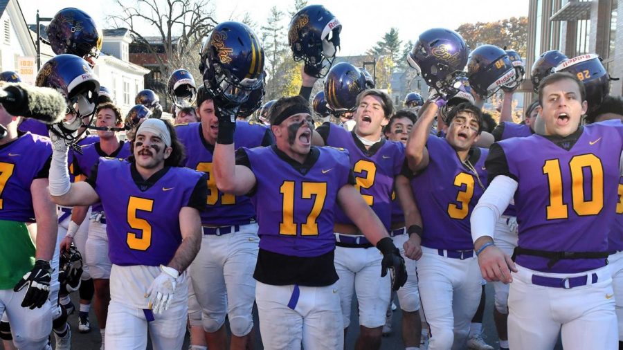 Football extended its undefeated season with a resounding victory over Wesleyan. (Photo courtesy of Sports Information.)