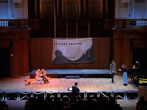 Olivia Graceffa ’22 (far left) performs as Mimi in Williams Opera Workshop’s production of La Boheme. Photo courtesy of Eddie Wolfson.