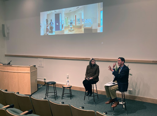 Professor Bolton and Minneapolis College Professor Emeritus at Fashion, Subculture, and Cosplay discussion. (Photo courtesy of WCMA.)