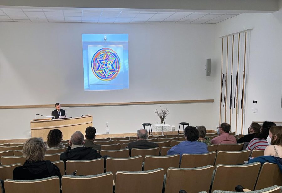 Professor of Art History at UMass Boston David S. Areford gave a lecture at WCMA about the exhibit he curated: Strict Beauty: Sol LeWitt Prints. (Photo courtesy of WCMA.)