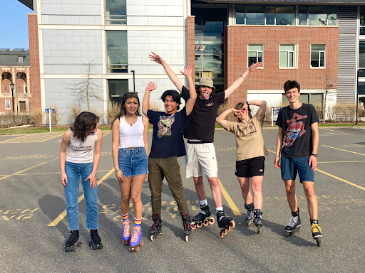 Members of Ephskate can often be found in the parking lot behind the First Congregational Church, where there is plenty of room to do laps on skates. (Photo courtesy of Nathan Liang.)