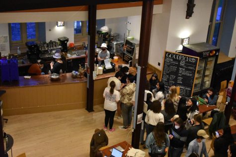 A line forms at Goodrich Coffee Bar long before it opens for Boba Night every Tuesday. (Ondine Jevremov/The Williams Record)