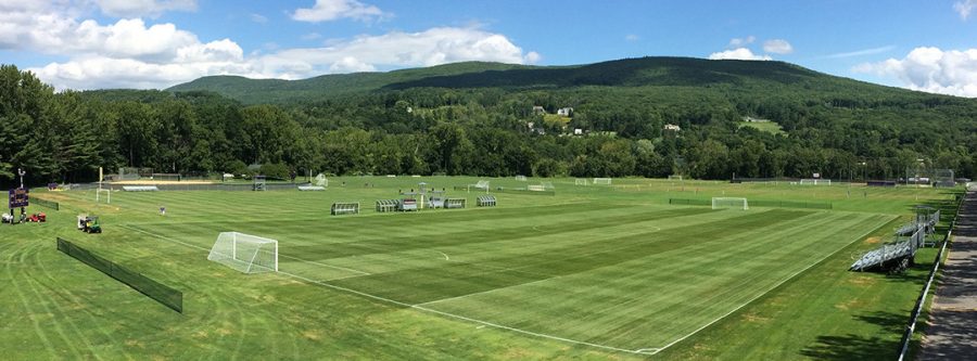 The men's and women's varsity soccer teams both played against Amherst at Cole Field this past weekend. (Photo courtesy of the Athletic Department.)