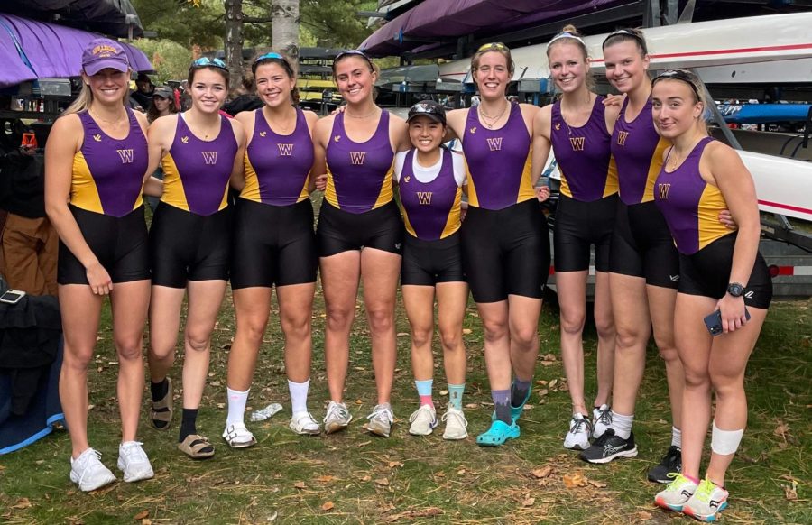 The womens crew team finished seventh at the Head of the Charles regatta in October. (Photo courtesy of Sports Information.)