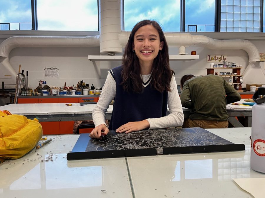 Kristen Chou ’23 competes on the women’s track and field team and is a visual artist who specializes in oil painting and still lifes. (Photo courtesy of Kristen Chou)