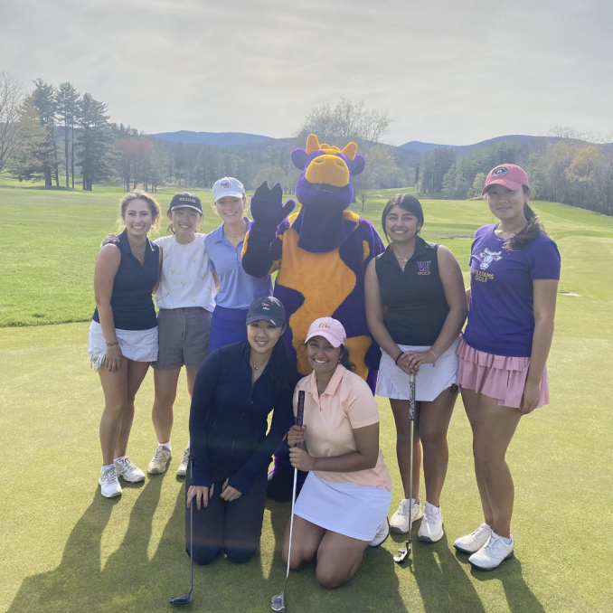 Bill Kangas goes incognito in the Ephelia costume at a women’s golf match. (Photo courtesy of Tomas Adalsteinsson.)