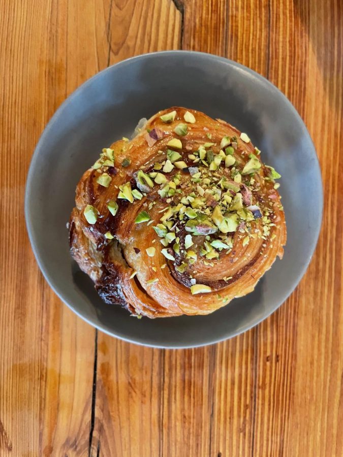 The restaurant’s pistachio danish was satisfying and delicious. (Gabe Miller/The Williams Record) 