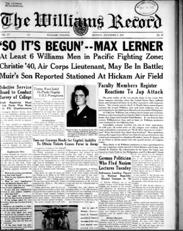 Historical Ephvents: Faculty, students, Record editorial board respond to the early months of World War II