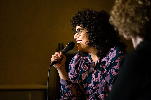Cecilia Aldarondo answered questions after her film’s screening. (Photo Courtesy of WCMA.)