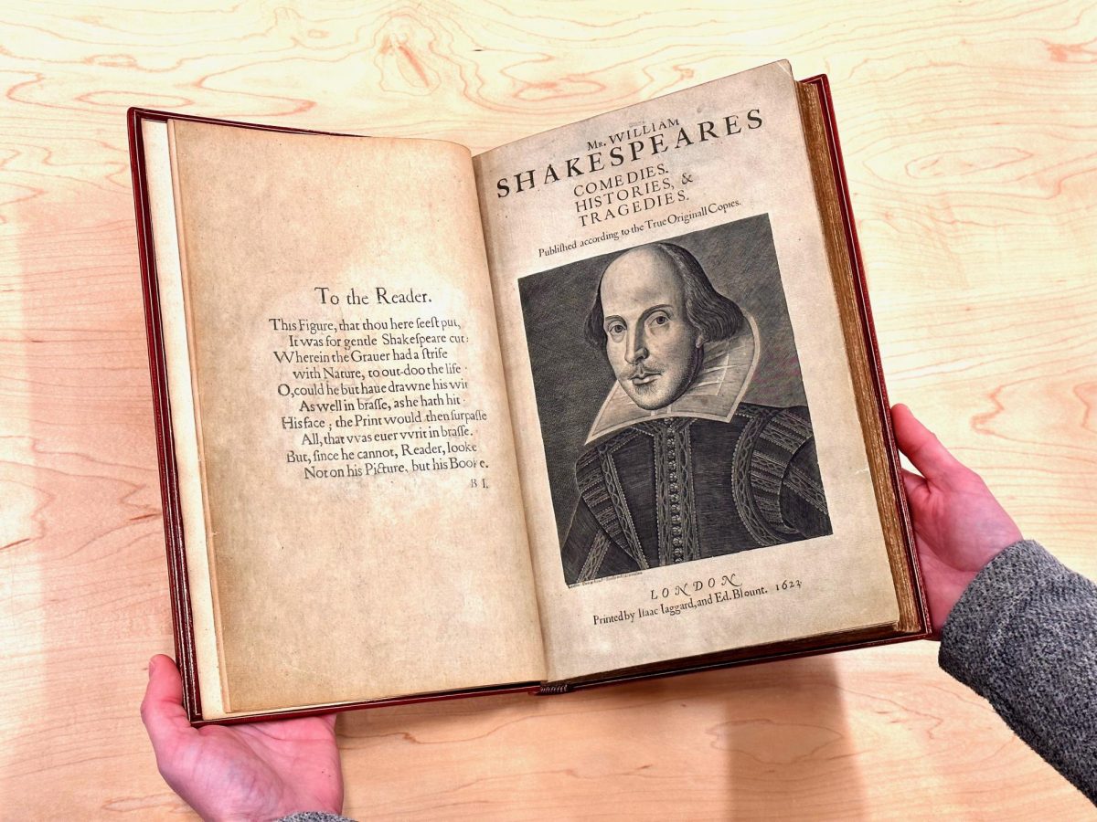 Students can hold the College’s copy of Shakespeare’s First Folio, which is housed in Special Collections (Edan Zinn/The Williams Record).