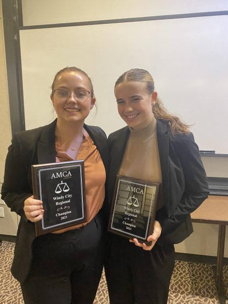 After winning moot court regionals, Wanamaker and McDonald will compete in the preliminary nationals in January. (Photo courtesy of Claire McDonald.)