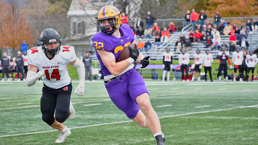 The Ephs conceded a first-half lead to Wesleyan on Homecoming Weekend, ending in a 30-22 loss. (Photo courtesy of Sports Information).
