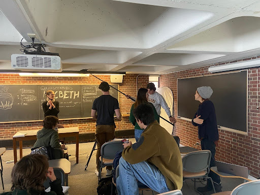 Actress Jessica Hecht helps student filmmakers shoot scenes for their final Winter Study short film projects. (Emily Zas/The Williams Record)