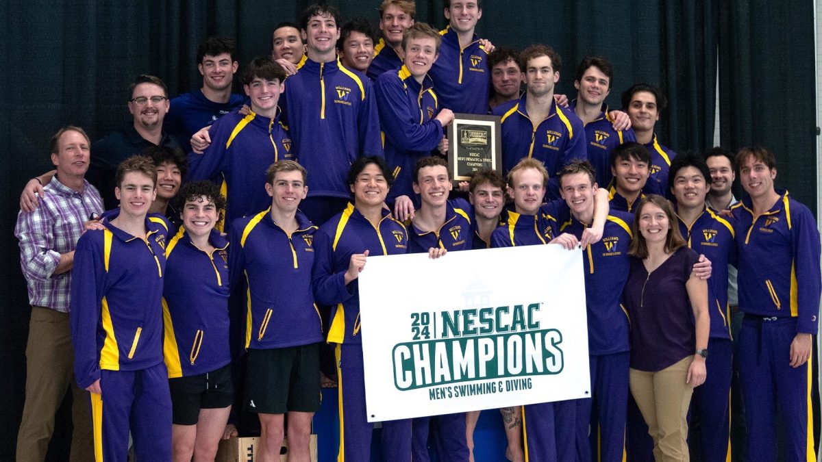 Men’s swim and dive earned their fifth-consecutive NESCAC Title this weekend, capping off a dominant season. (Photo courtesy of sports Information.)