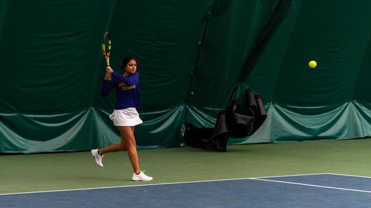 Women’s tennis had a strong season start with two at-home victories. (Photo courtesy of Sports Information.)