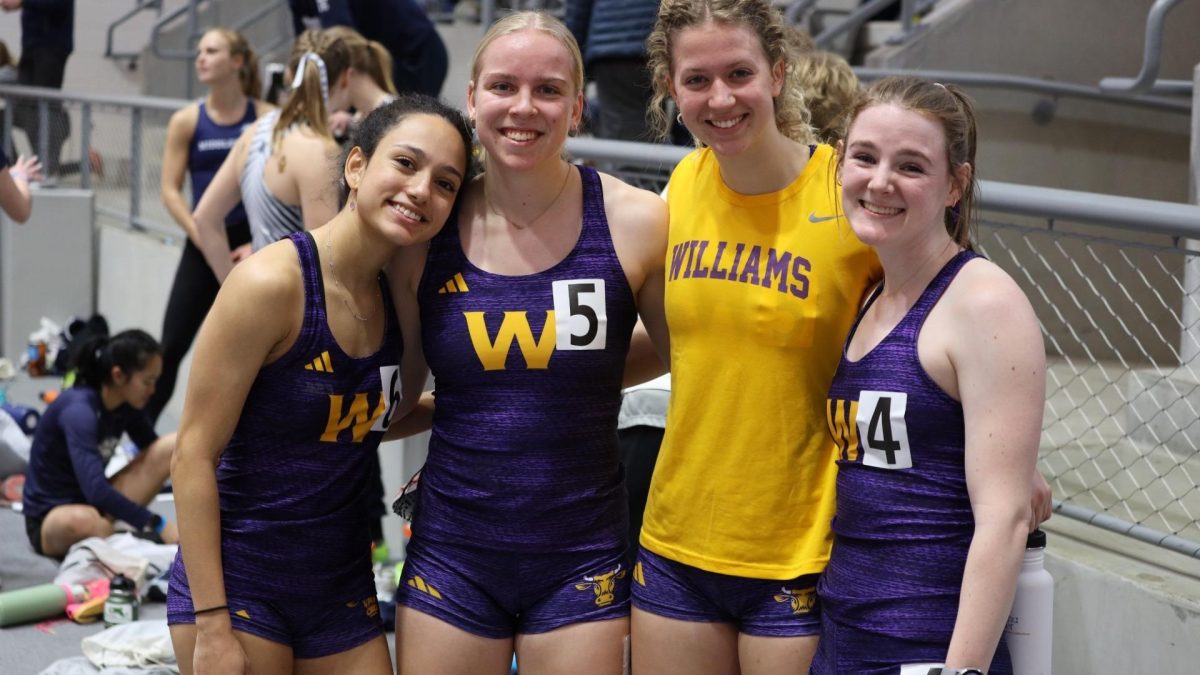 The womens 4x400m relay impressed again, closing out the indoor season with a new school record. (Photo courtesy of Sports Information). 