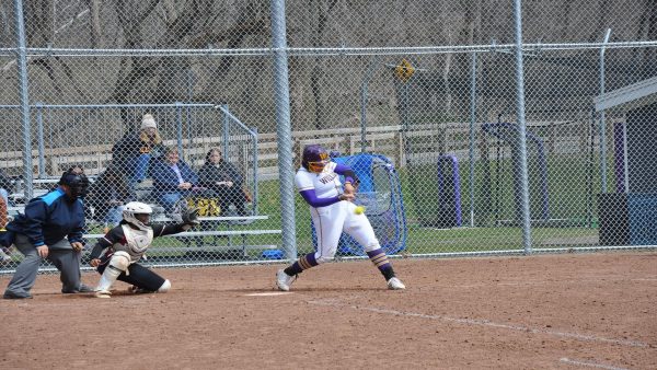 Softball faced off against Colby last weekend, winning its first game 8-5 and losing its second 2-6 later that day. (Photo courtesy of Sports Information.)