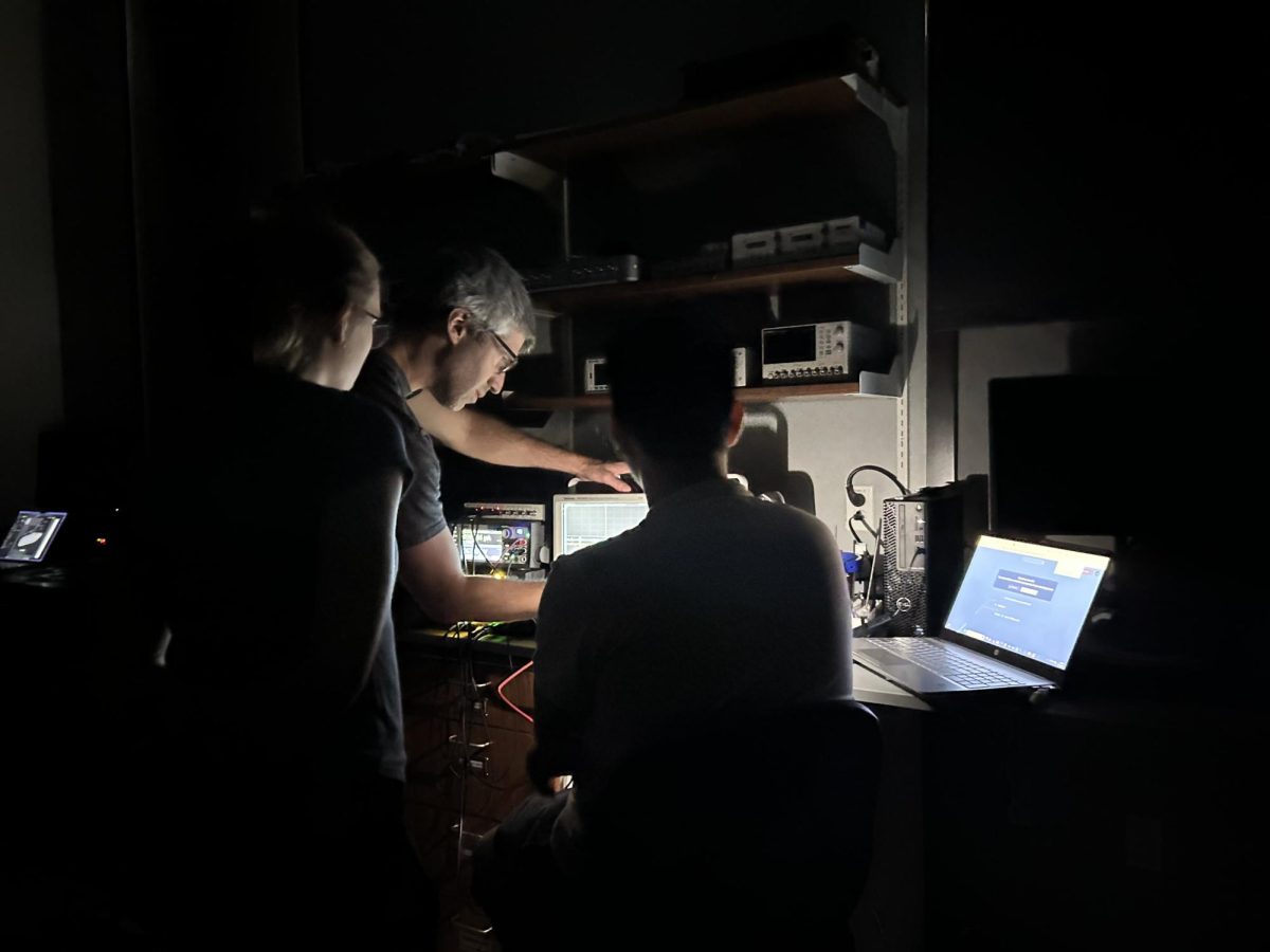 When not in Italy, students in Giovanetti's lab conduct research on campus related to DarkSide-20k. (Photo courtesy of Sydney Ghorayeb.)