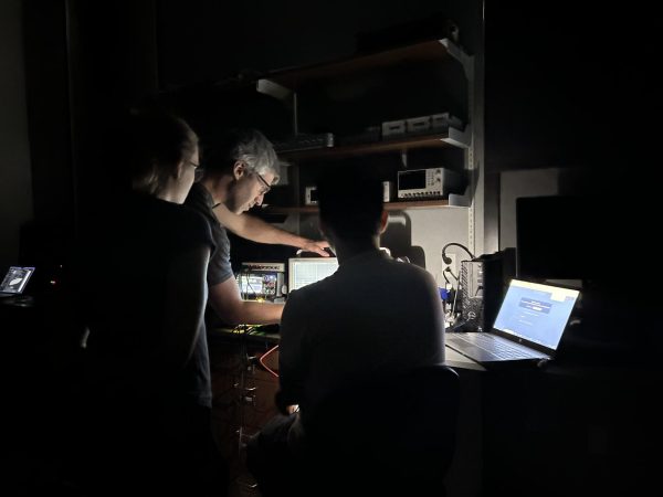 When not in Italy, students in Giovanetti's lab conduct research on campus related to DarkSide-20k. (Photo courtesy of Sydney Ghorayeb.)