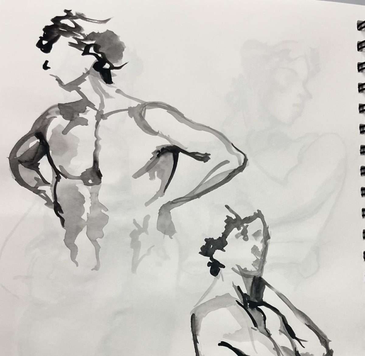 Grace Espinosa ’26 created a watercolor figure drawing of Makosky. (Photo courtesy of Grace Espinosa.) 