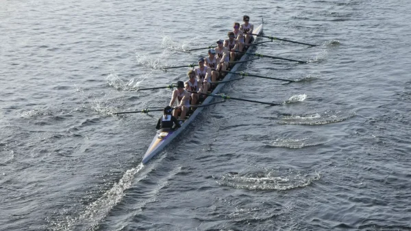 Despite the collision with La Salle near the end of the race, the Ephs were proud of the way they rowed. (Photo courtesy of Sports Information.)