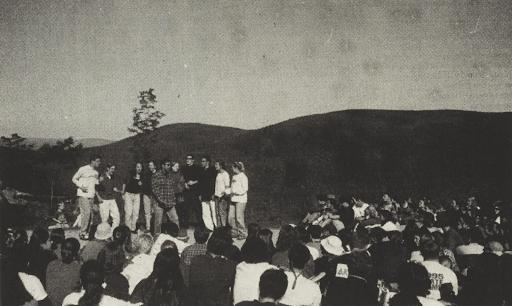 Good Question a cappella performs on Stony Ledge. (Photo courtesy of the Williams Record.)