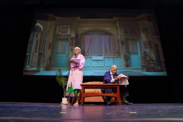 To the Academy is a two-person show written and acted by Pillai and Gomes. (Photo courtesy of Keith Forman.)