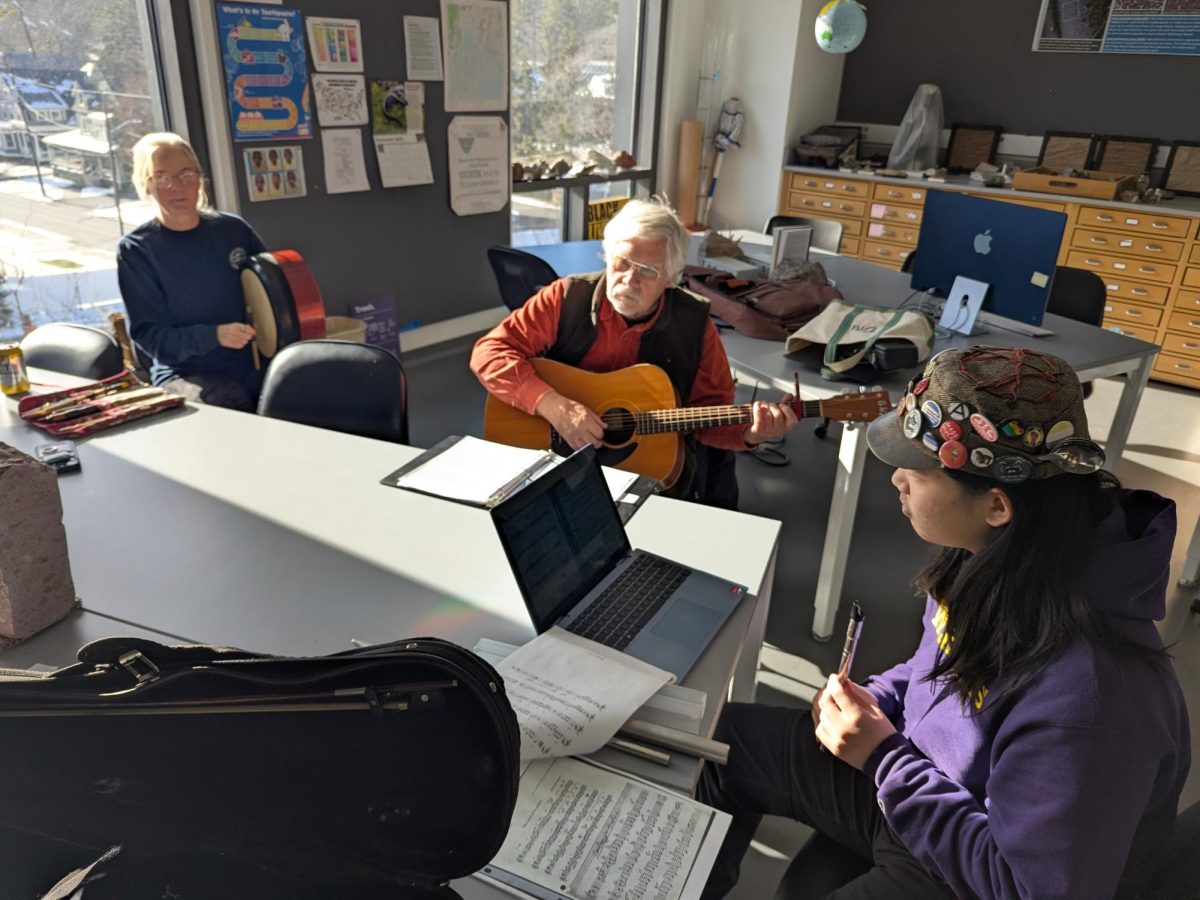 Knotwork rehearsing in Cox's lab. 
(Photo Courtesy of Trevor Murphy.)
