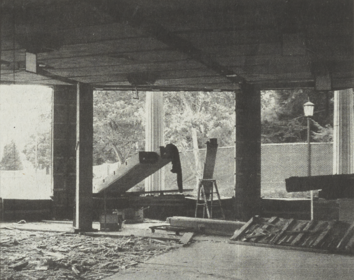 Photo Courtesy of The Williams Record.
The remains of the Snack Bar during the Baxter demolition. 
