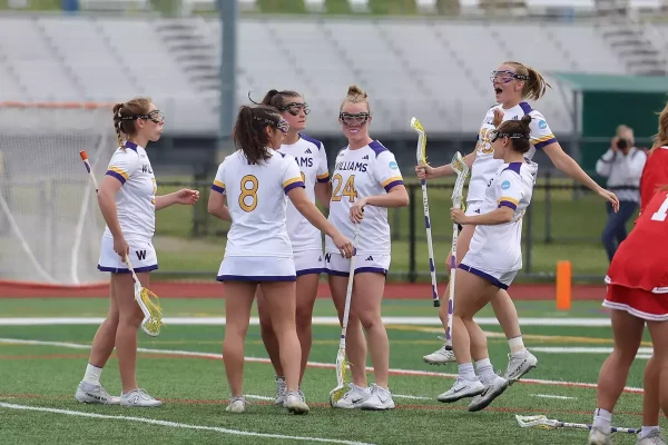 Women’s lacrosse celebrated weekend victories over Grove City and William Smith. (Photo courtesy of Kevin Colton.)